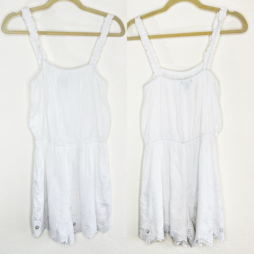 Express White Floral Eyelet Lace Trim Sleeveless Romper Playsuit XS - Picture 2 of 14